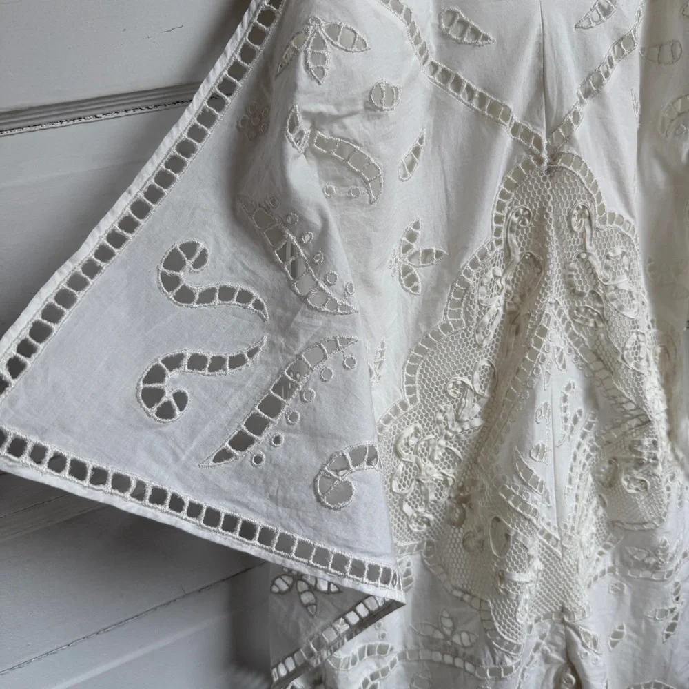 ZARA White Embroidered Lace Maxi Dress NWT Boho Cotton Slip Beach Resort ZW XS - Picture 11 of 14